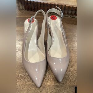 Nine West Neutral Patent Slingbacks